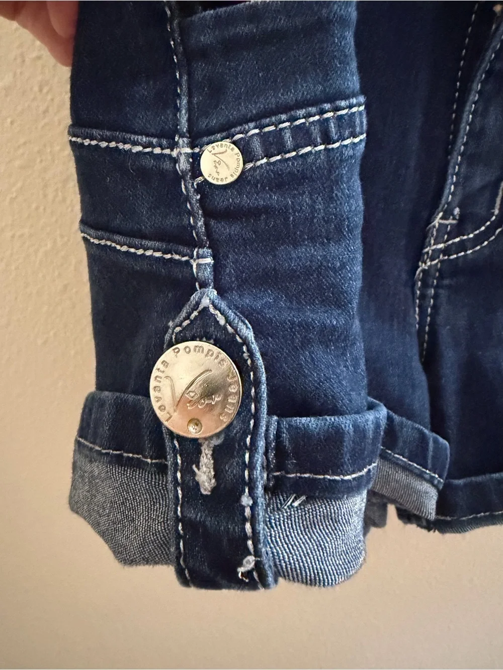 Vior Levanta Pompis Dark Wash High Rise Denim Shorts Stretch Cuffed Size 3